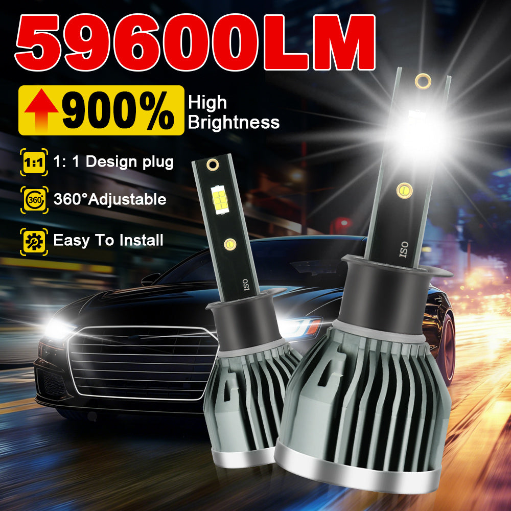2-Pack H1 H3 H7 H11 9005 9006 H4 H13 9007 9004, Super Bright Spotlight 6000K Super Bright White Light High/Low Beam Fog Light LED Car Headlights 59600 Lumens 250W Fog Light Universal Fit 900% High Brightness