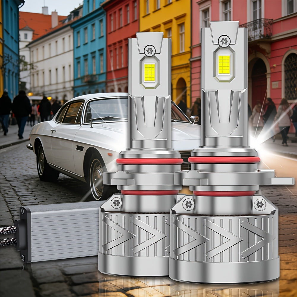 2-Pack LED Headlight Kit, Compatible with H11/H7/H4/H1, 9005/9006/9012 - 56000LM, 6500K Cool White Light, Turbo Fan Cooling and High Durability, Designed to Fit Most Vehicles, No Battery Needed