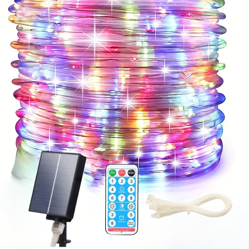 100FT 302 LED 灯带，带遥控器 – 太阳能灯串，适用于花园、露台、庭院、泳池、院子，圣诞节假日装饰