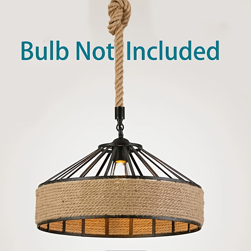 1 piece traditional iron wire woven vintage industrial style Mongolian yurt pendant light, {bulb not included} semi-flush mount installation, Japanese retro ceiling light, warm romantic elegant chandelier, suitable for bedroom, living room