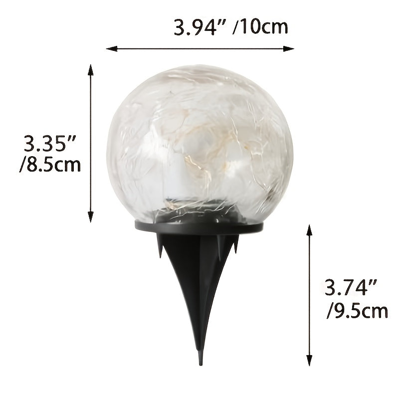 Halloween Solar LED Garden Globe Light, Cracked Glass Sphere LED Outdoor Decorative Light, Perfect for Halloween, Christmas, Easter, Patio, Lawn, Garden Lighting | Elegant Globe Light