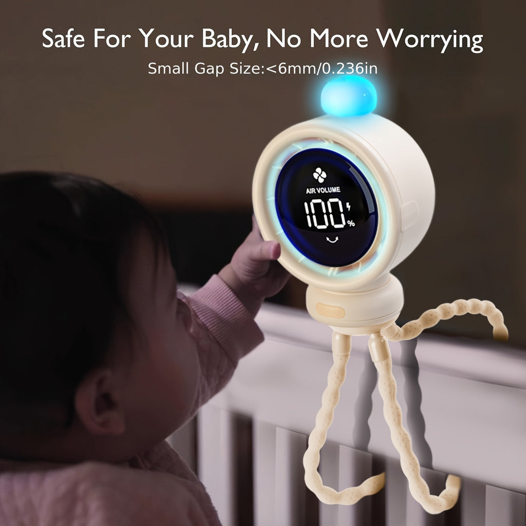 Octopus Desk Fan Portable, 100 Speed Levels & Colorful Night Light, Christmas Stocking Stuffer, Camping Gear & Equipment
