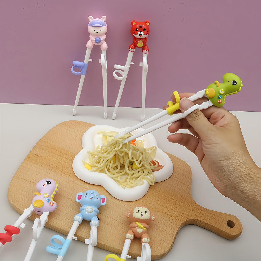 Toddler Dinosaur-Shaped Training Chopsticks - Reusable, Colorful Learning Aid