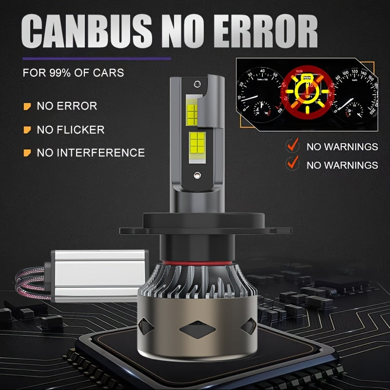 2-Pack H11 Car Headlights H4 High Power 9005 HB3, 3570 CSP Chip, 9006 HB4 LED Car Headlights, H8 H9 with High/Low Beam Function, Plug-and-Play CANBUS Interface, H11 Super Bright 6500K Car Light, No Battery Included - Model D186