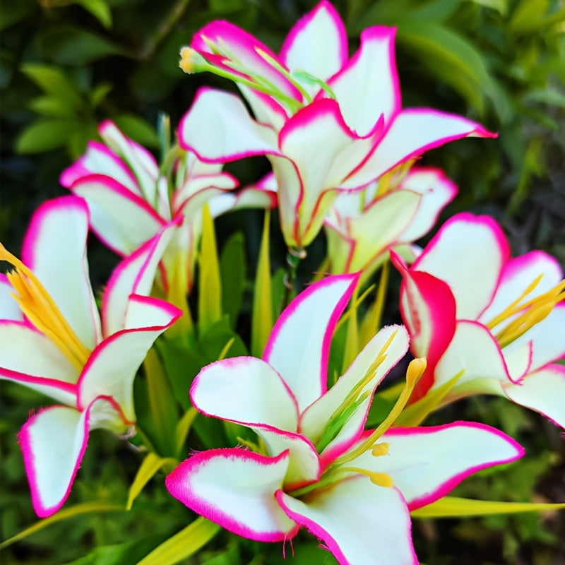 1-Piece Outdoor Solar Garden Light, Upgraded High Simulation 6 Lily Flowers, Spring, Autumn Decorative Solar Outdoor Light, Garden, Courtyard, Path, Lawn, Party, Holiday Decoration