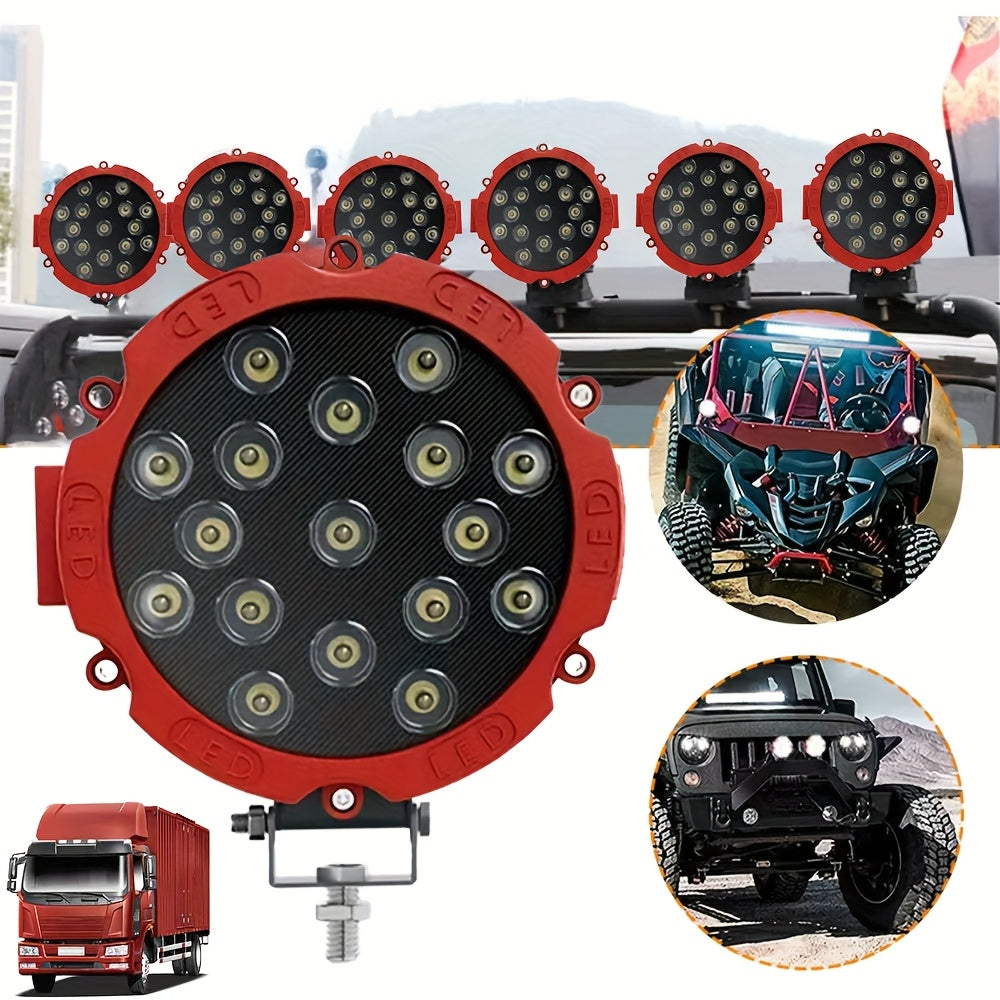 7 inch 51W high brightness LED off-road work light, LED spotlight, car headlight, suitable for truck, jeep, hummer, 12V