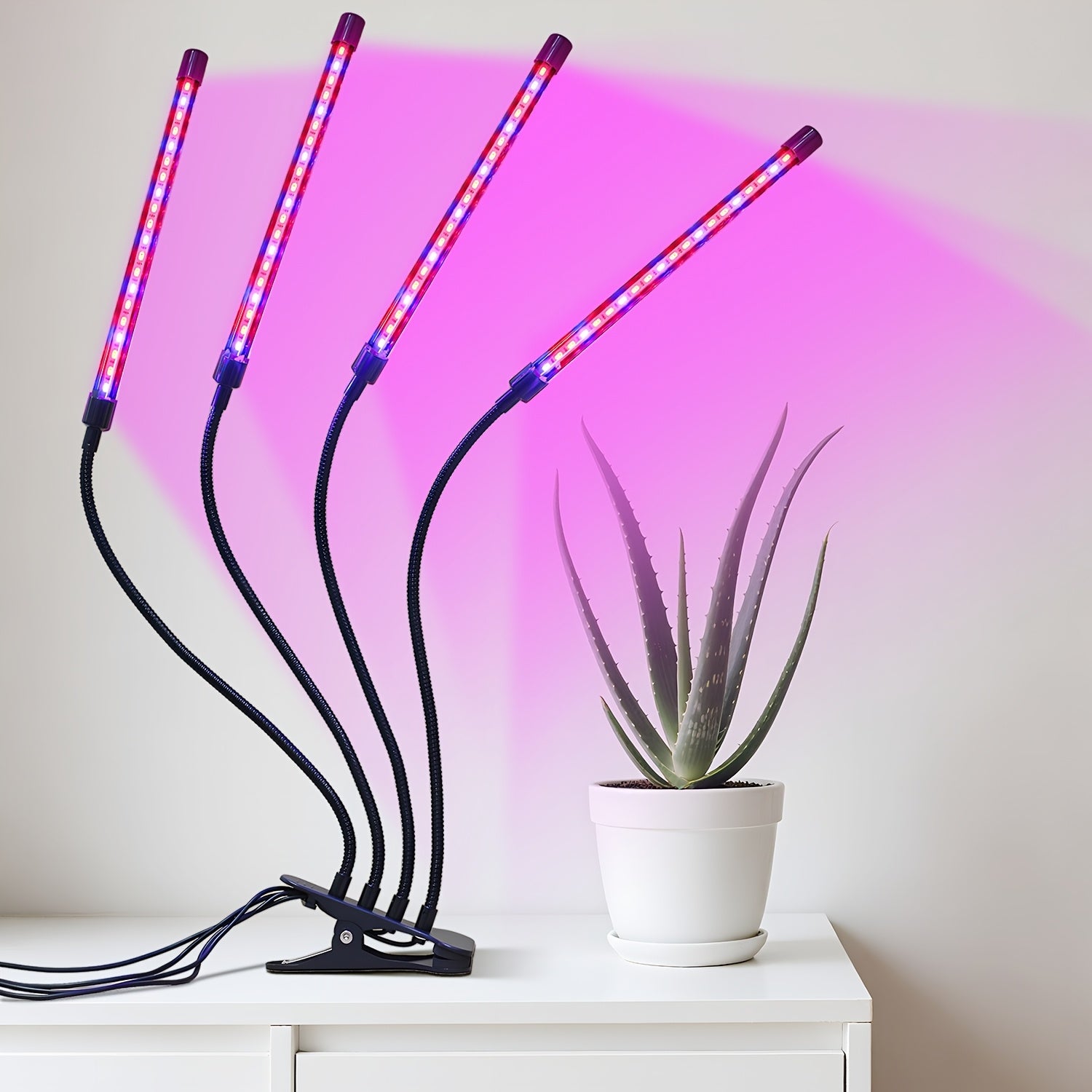 Smart gardening LED plant light, adjustable light source plant grow light, multi-angle clip design, timer function, universal for flowers