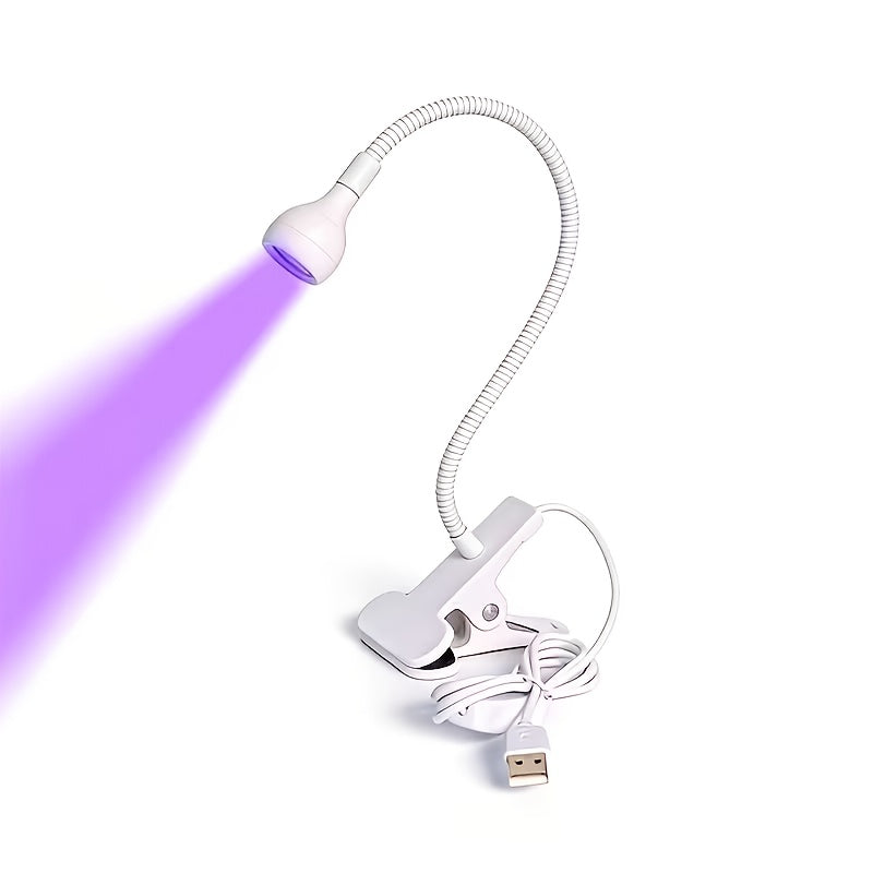 USB mini UV nail curing lamp, clip-on flexible metal tube, portable UV LED nail lamp, quick gel nail drying lamp, nail dryer, bendable positioning, small desk lamp for dorm bedroom, home DIY nail tool