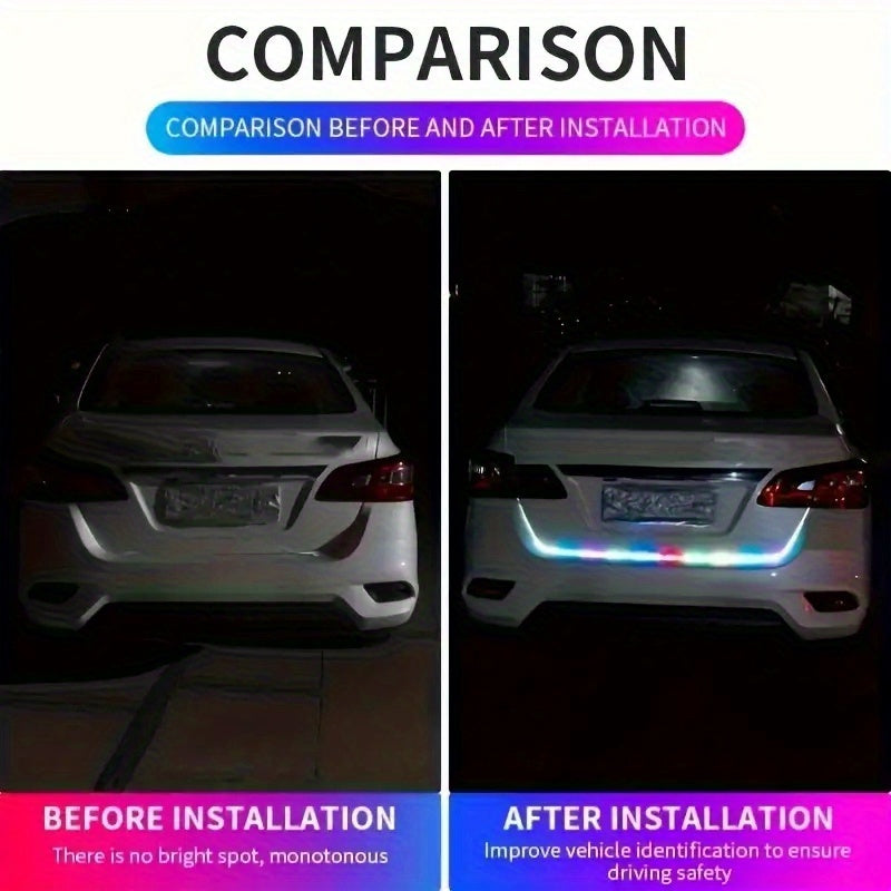 RGB灯带汽车LED 12V动态LED灯条47.24英寸/59.06英寸 - 汽车氛围霓虹灯，硬接线设计，适用于多种车型，无需电池