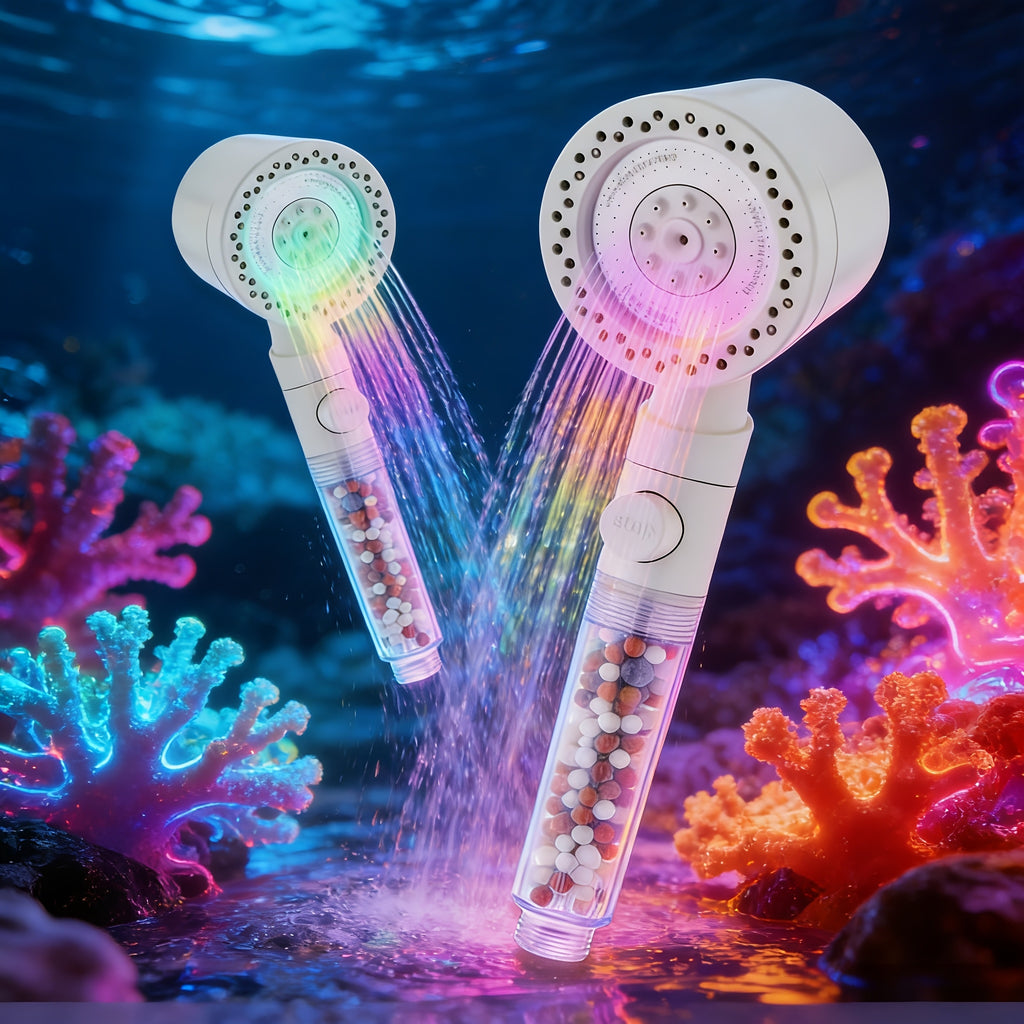 German Quality Handheld Shower Head - High Pressure Cream White, 5 Spray Modes, Built-in Filter Beads, Polished Finish, Luxury Bathroom Shower Accessory - For Shower Use Only