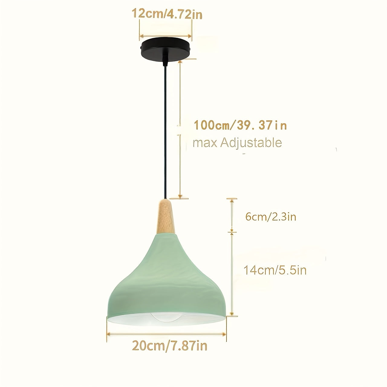 Pendant light vintage chandelier modern teardrop hat ceiling light metal wood pendant light suitable for bedroom, dining room, kitchen (bulb not included!!!)