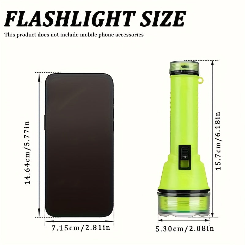 1Pc LED Diving Flashlight, Professional Underwater Torch, IPX8 Waterproof USB Rechargeable Diving Light, High Brightness Outdoor ABS Plastic Portable Flashlight, Ideal for Diving, Swimming, Hiking, Fishing