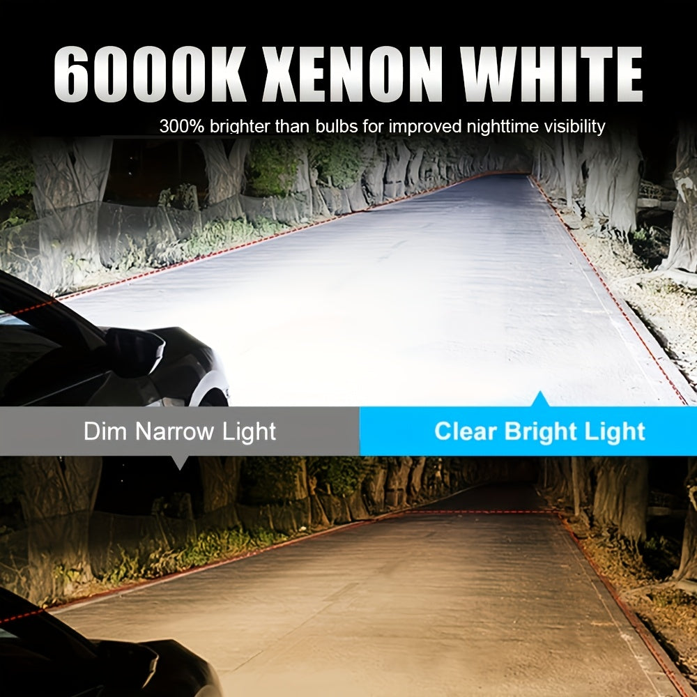 Set of 2 H7 LED Headlight Bulbs, Equipped with Canbus 5530 Chip, Provides 18000 Lumens of 60W White Light, Suitable for Cars, Trucks and Motorcycles, No Battery Needed