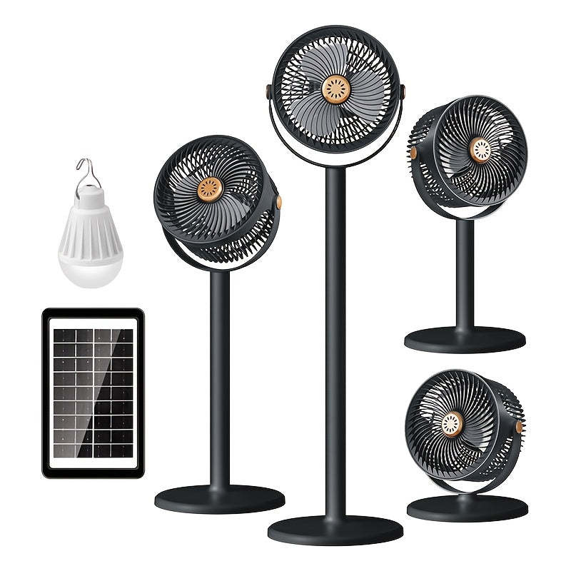 USB Charging Home Standing Fan, Solar Standing Fan, Outdoor Solar Charging Electric Fan, Retractable Floor Fan, Long Lasting Durable Fan, Perfect for Home Living Room and Outdoor Camping