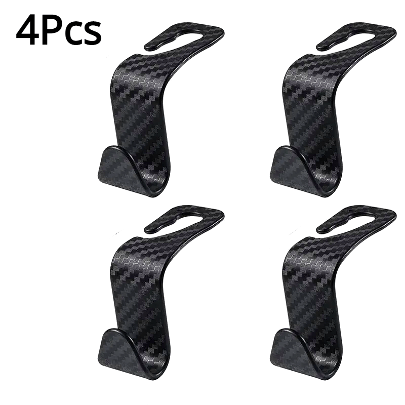 4/8-Pack Carbon Fiber Car Seat Headrest Hook, Rear Seat Storage Hanger for Hanging Storage of Handbags, Purses, Clothes & Coats