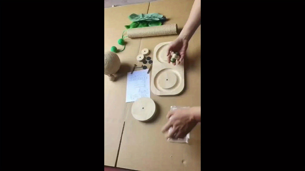 椰树实木猫转盘猫抓柱逗猫棒猫咪猫抓板耐用猫玩具剑麻猫爬架
