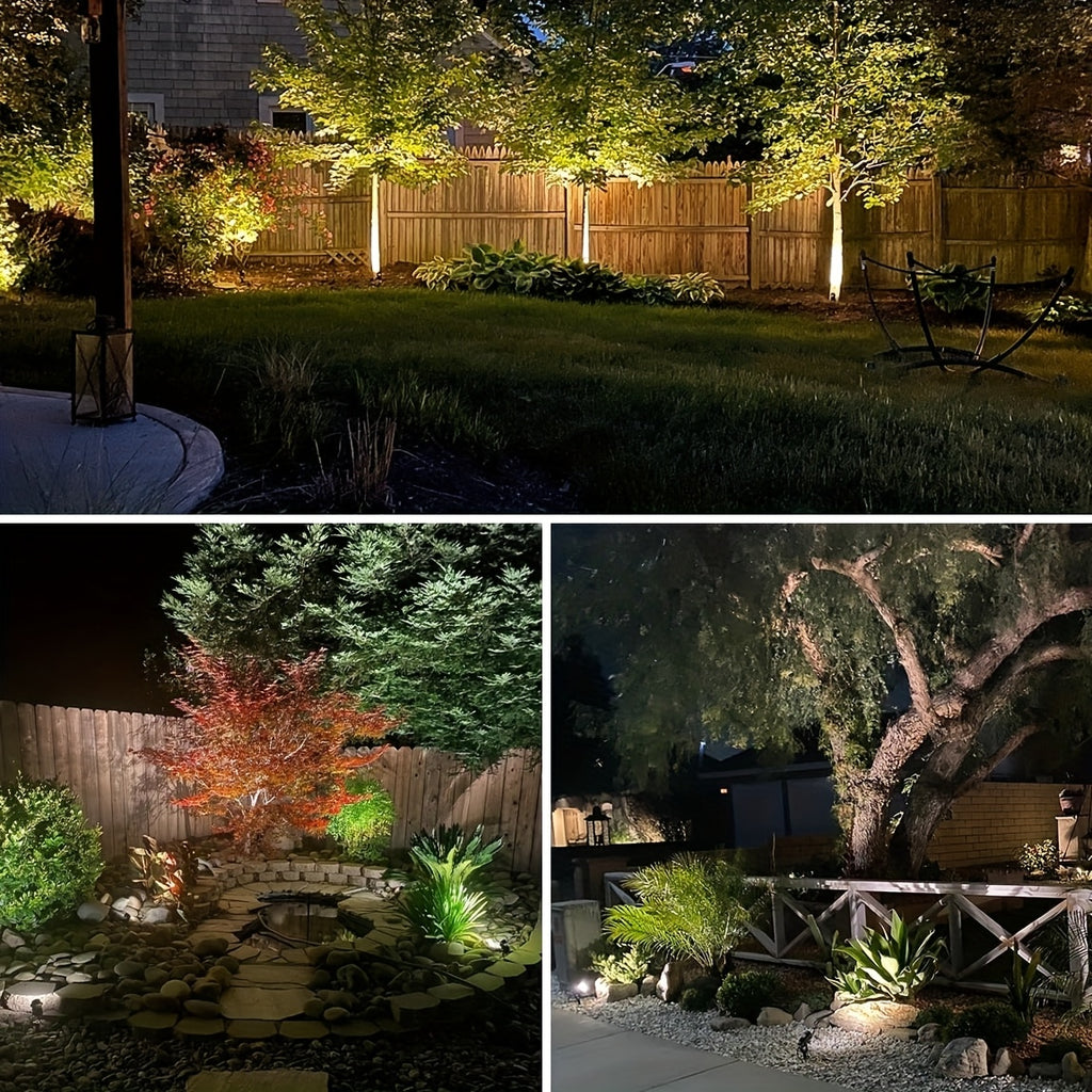 2/4/6/8/10 pcs low voltage LED landscape light | 6W, 12V-24V, outdoor Christmas spotlight, warm white, cool white, IP66 lighting lamp suitable for gardens, paths, walls, trees, flags