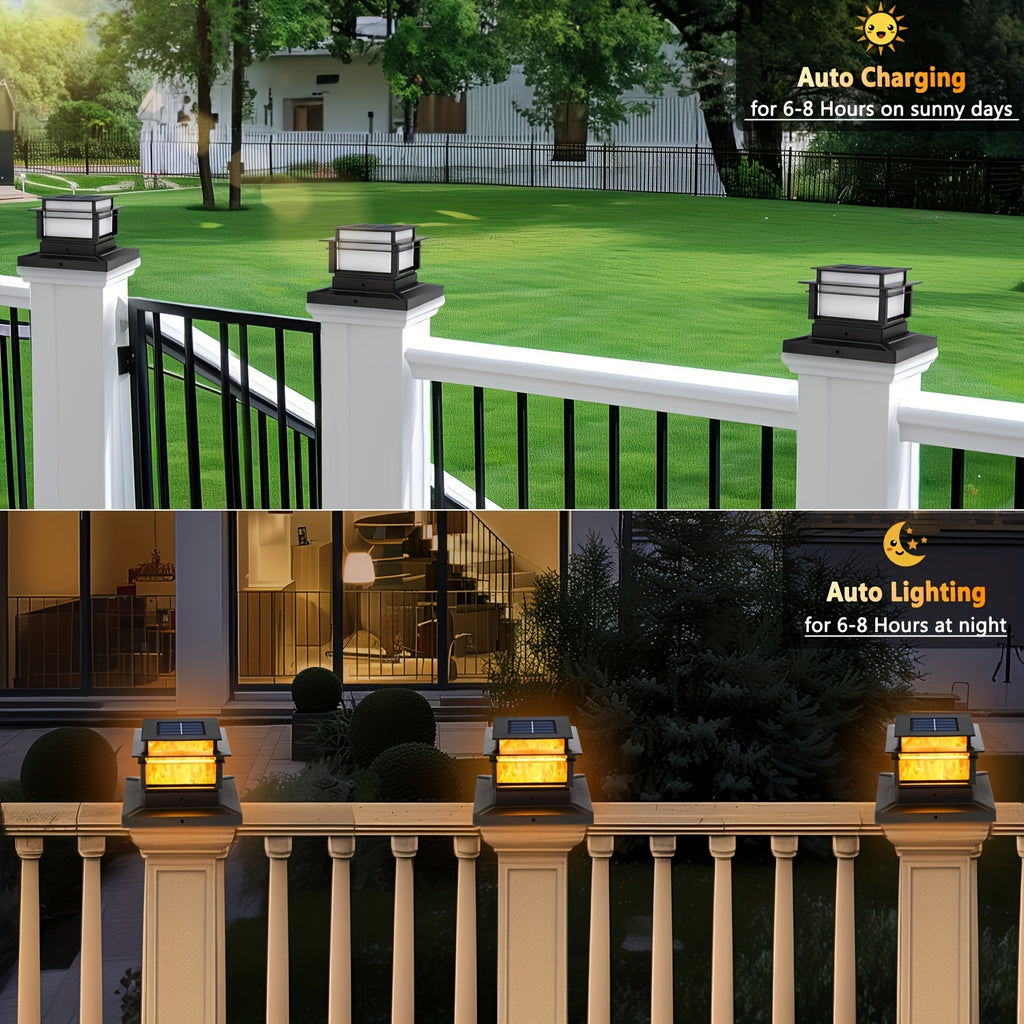 6 Pack Solar Post Lamp Cover, Outdoor High-Brightness LED Solar Fence Deck Light, Suitable for Garden, Porch, Patio, Staircase Decoration