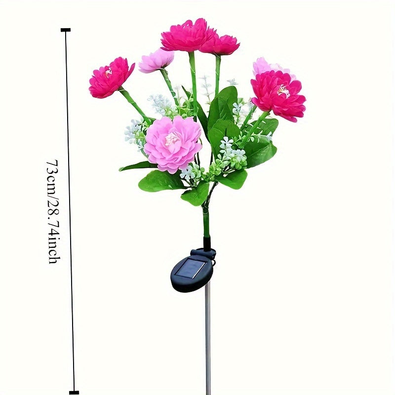 One-Piece 7-Head Solar Snow Lotus Flower Light Outdoor Courtyard Decoration 42 LED Artificial Flower Light Valentine's Gift Lawn Light Suitable for Outdoor Courtyard Garden Lawn Courtyard Fence Driveway Pathway Decoration