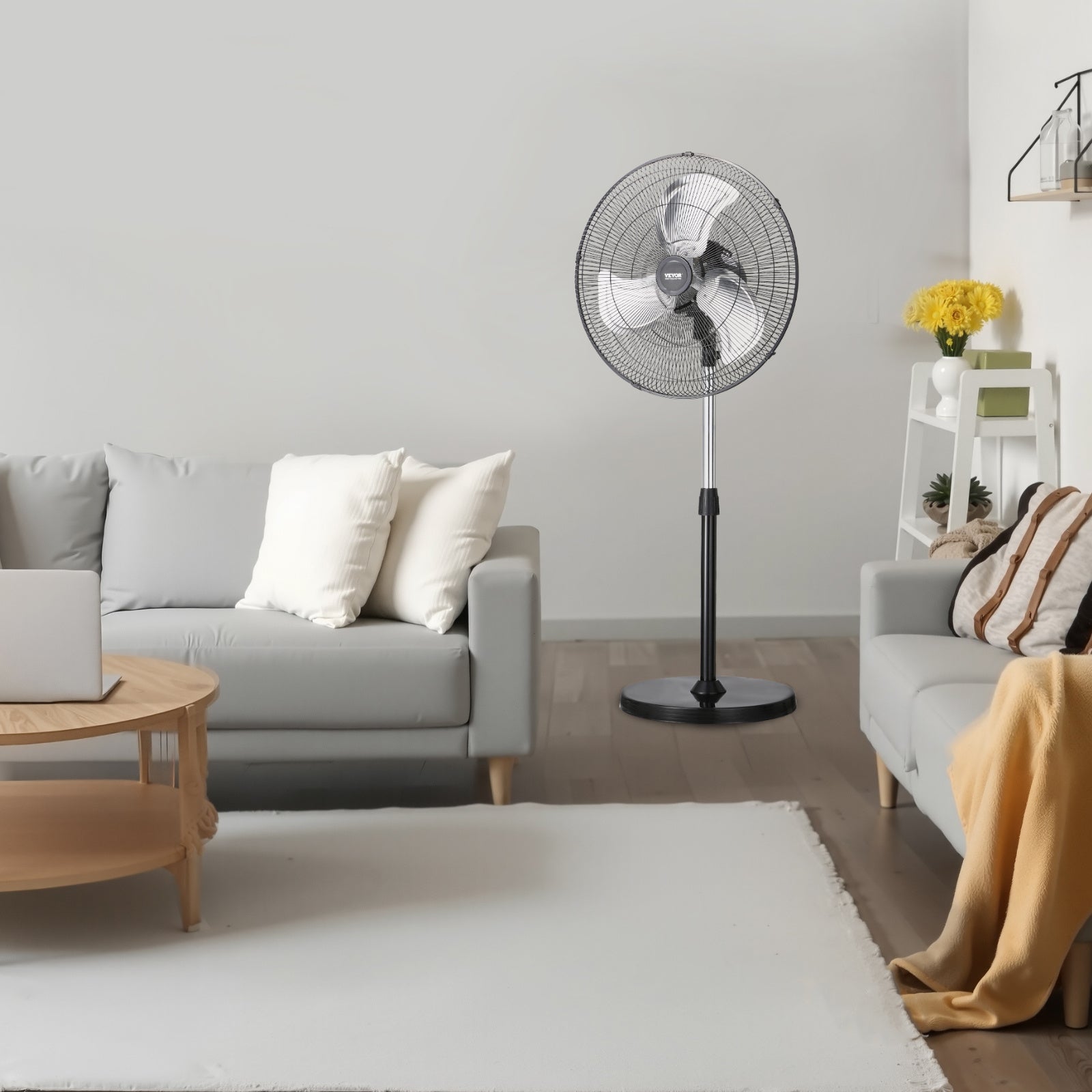 VEVOR 20 Inch Industrial Pedestal Fan, 3-Speed Oscillating Fan with Adjustable Height, 18/20/30 Inch Optional