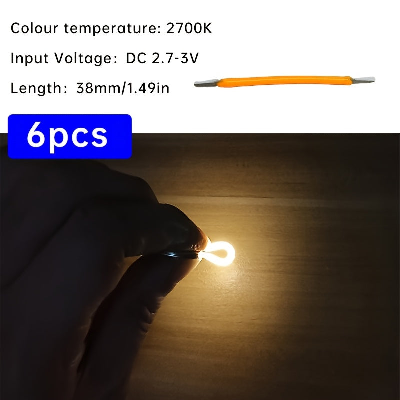 6条柔性LED灯带 - 暖光、红色、绿色、蓝色、粉色 | 38mm/130mm/300mm螺旋灯泡，适用于DIY与装饰 | 电池供电（DC3V） | 强光可弯曲，适合厨房/客厅/书桌