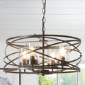 Ganeed 4-Light Farmhouse Pendant Light, Natural Wood Grain Vintage Rustic Chandelier Black Metal Industrial Glass Shade Hanging Fixture, Suitable for Entryway, Bedroom, Dining Room, Entryway Lighting, Bedroom Lighting