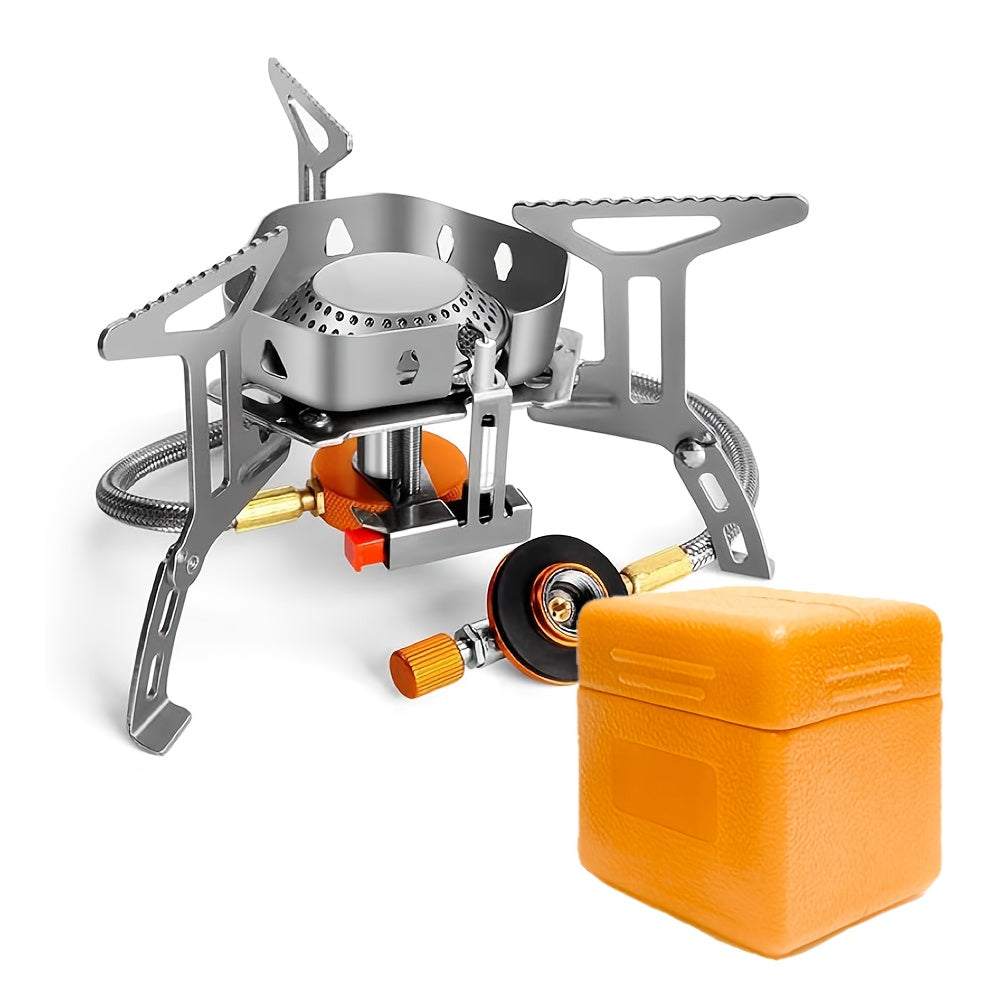 Stainless Steel Portable Camping Stove – Windproof, Foldable Design with Storage Case – Ideal for Hiking, Fishing and Picnic