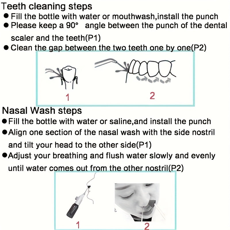 1个装 Dentalpro 高压冲牙器 - 便携式手动口腔冲洗器，专为牙龈健康设计 - 非常适合清洁牙齿并维持口腔卫生，无需电力或电池