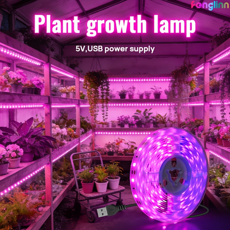 Full Spectrum LED Plant Grow Light, USB Powered UV Grow Lamp for Indoor Seedlings, Non-Greenhouse Plant Lighting