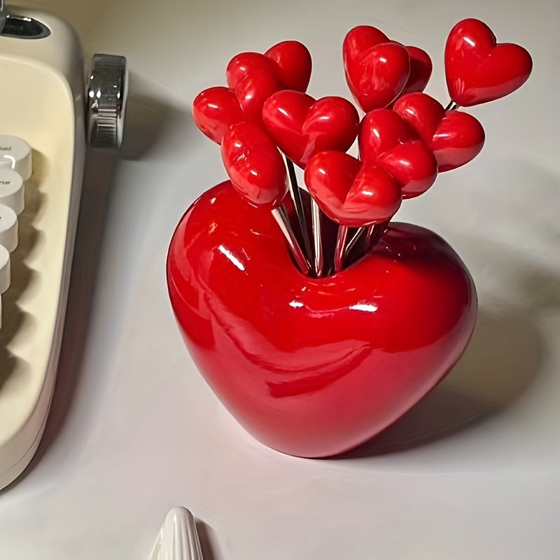 304 Stainless Steel Heart-Shaped Fruit Forks – Romantic Cutlery for Valentine‘s Day, Christmas, Wedding Parties – Durable Decorative Fresh Fruit & Snack Forks
