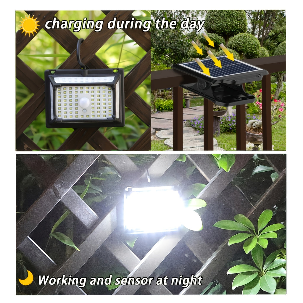 Commercial Street Solar Split Wall Light, 190LED Solar Floodlight with Hook and Separate Solar Panel, with Clip for Easy Installation, with Motion Sensor, IP65 Outdoor Courtyard Light, Perfect for Garden, Corridor, Indoor & Outdoor, Street, Deck