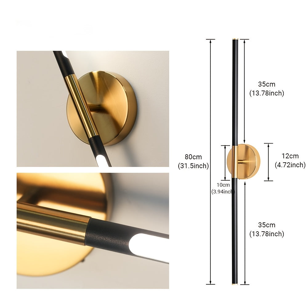 Rechargeable 31.5-Inch Indoor Wall Light, Gold, Adjustable Color Temperature, Home Decoration