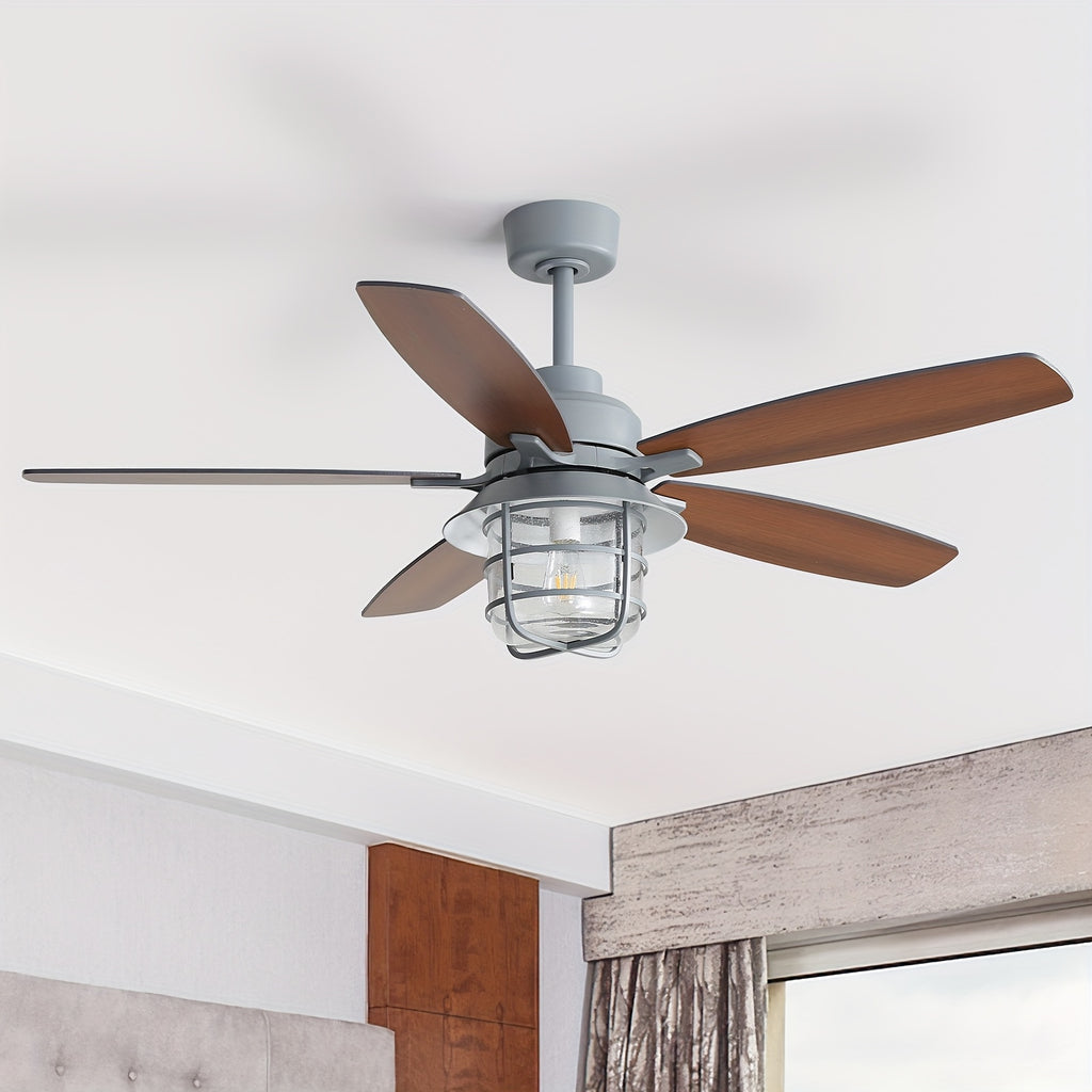 Sofucor 52" Ceiling Fan with Light, 5 Blades, Glass Lampshade, Remote Control, E26 Bulb Included, Quiet Operation, Dimmable, Large DC Motor Ceiling Fan