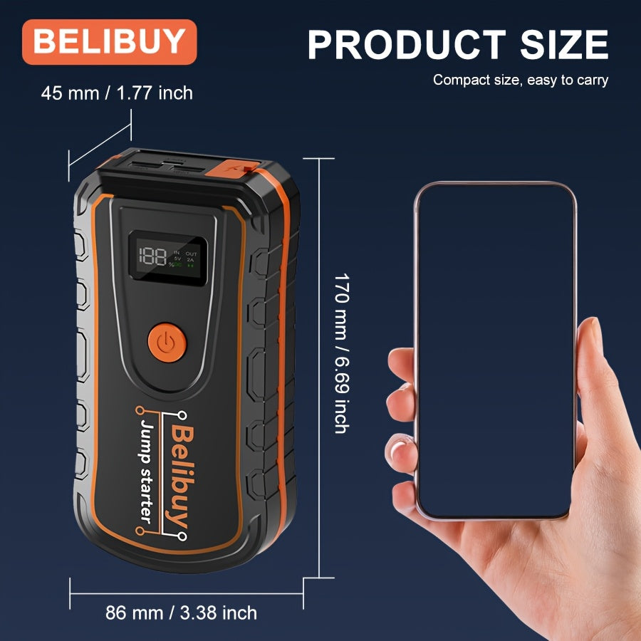 High-Power Portable Car Jump Starter | Advanced Emergency Vehicle Starter - Powerful 6000mAh Rechargeable Battery, USB Charging, for Vehicles Under 36V, Upgraded Version, Reliable Emergency Power Source