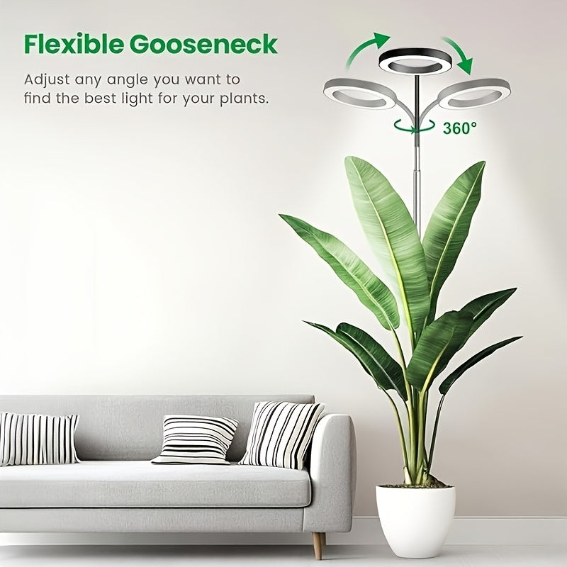 Full Spectrum Plant Grow Light Strip Stand, 3 Lighting Modes, 10 Dimmable Levels, 3/9/12 Hours Timing Function; Heavy-Duty Adjustable Floor Grow Lamp, Height Adjustable, Perfect for Indoor Potted Plants