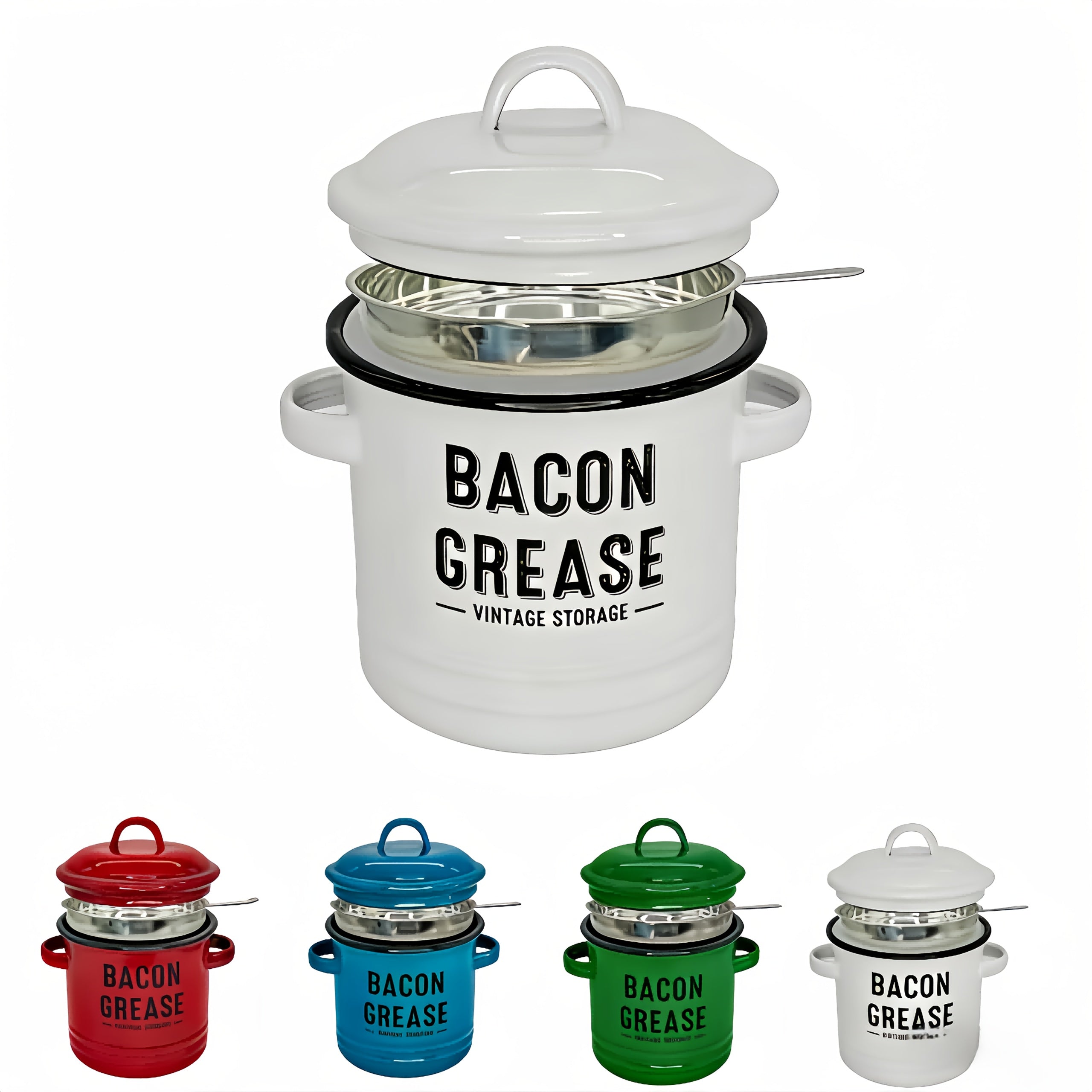 Grease Storage Can with Lid, Safe Pour Spout and Handle, Kitchen Cooking Oil Filter Storage Container, Household Frying Oil & Cooking Oil Filter Pot, Essential for Home Kitchen