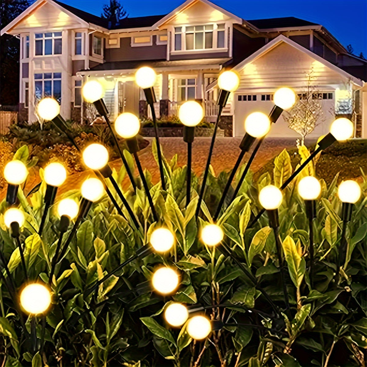 8 Pack Solar Firefly Light, Solar Courtyard Light, 8 Sets 64 LED Solar Outdoor Light, Outdoor Decorative Light, Solar Swaying Light, Firefly Light for Courtyard Pathway Outdoor Decoration, Large Bulb Solar Swaying Light, Lawn Decoration
