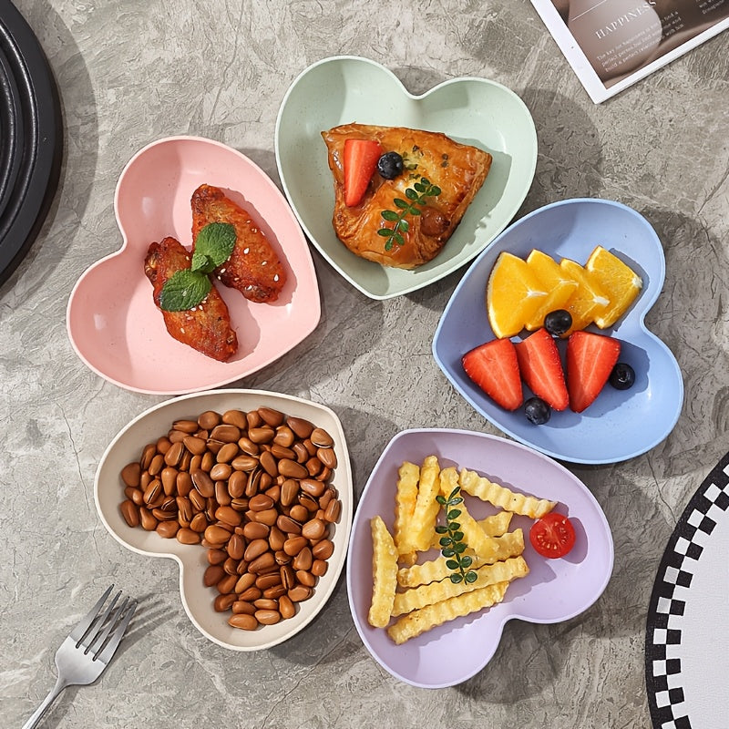 5 or 10 Pieces, Plastic Heart-Shaped Dinner Plate, Fruit Plate, Dessert Plate, Cake Plate, Snack Plate, Pickle Plate – Kitchenware, Kitchen Supplies