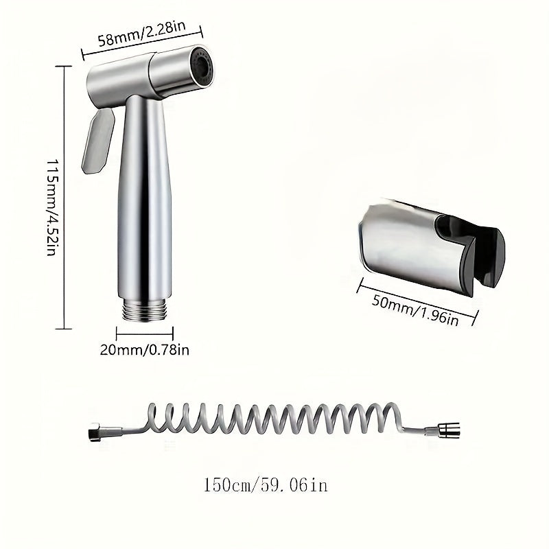 3-Piece Stainless Steel High Pressure Shower Head Set - With Handheld Bidet Sprayer & Bathtub Attachment, Modern Style, Diverter Control, Single Hole Deck Mount - Enhances Bathroom Cleanliness & Comfort