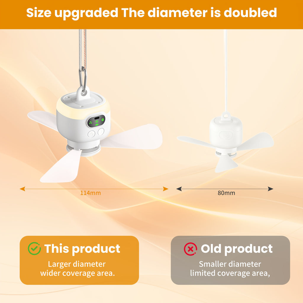 Portable Mini USB Ceiling Fan, Sports & Outdoor Gear, Camping Tent Fan Light with Remote Control, Rechargeable Smart Timing Fan with Ultra-Long Lasting Battery, 3 Adjustable Wind Speeds for Outdoor