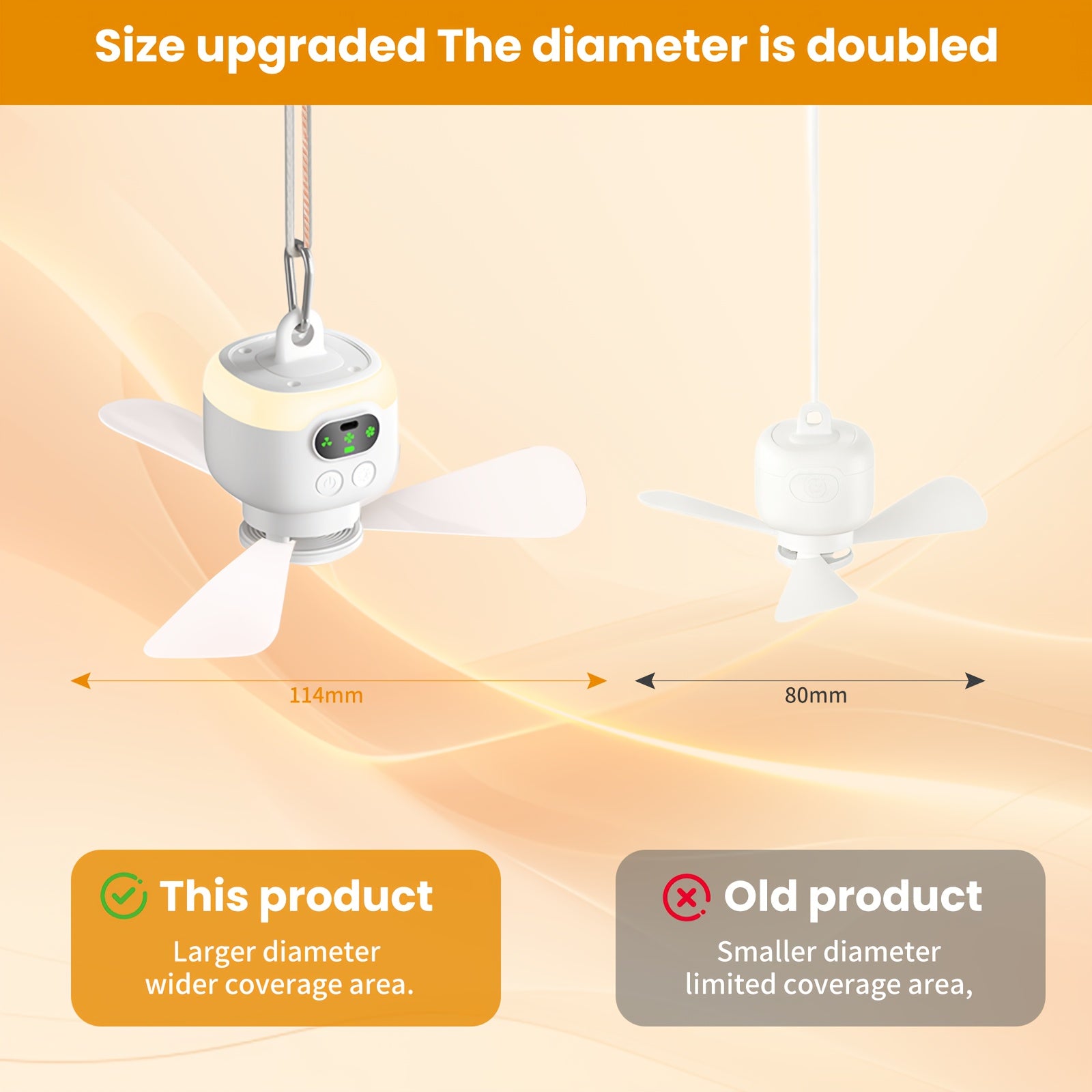 Portable Mini USB Ceiling Fan, Sports & Outdoor Gear, Camping Tent Fan Light with Remote Control, Rechargeable Smart Timing Fan with Ultra-Long Lasting Battery, 3 Adjustable Wind Speeds for Outdoor