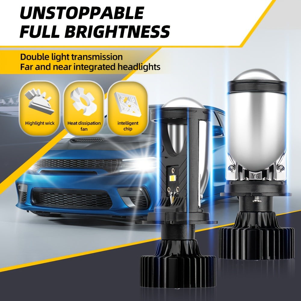 1/2Pc H4 LED Projector Bi-Xenon Lens Car LED Headlight Bulb 160W Turbo Fan Car Light 12V 24V Perfect Beam Distribution 6000K White Light