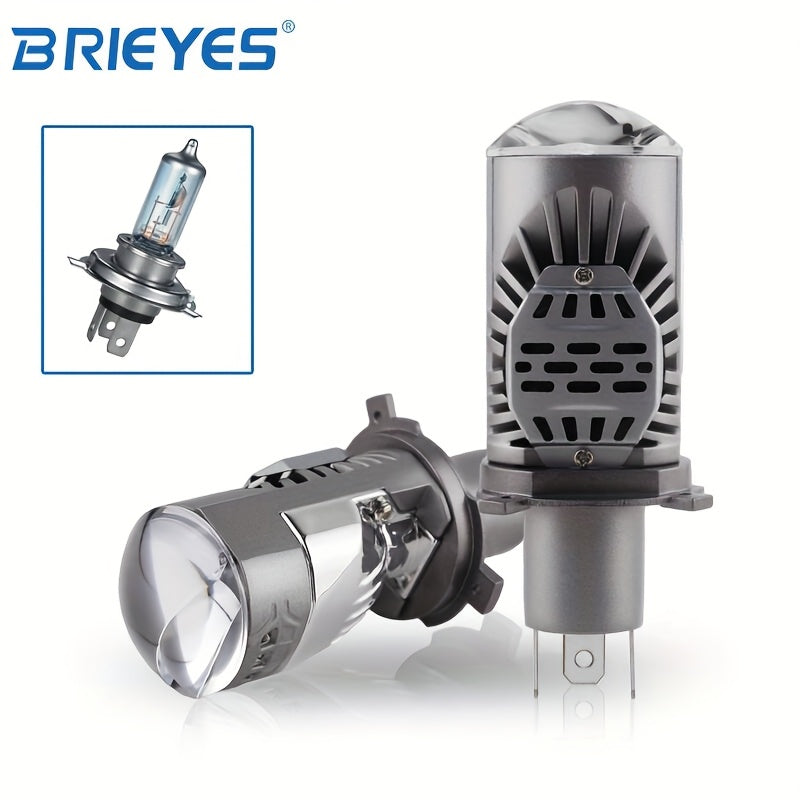 BRIEYES H4/9003/HB2 LED Headlight Bulbs, High/Low Beam, Operating Voltage 9V-60V, 6500K Cool White Light, 10000 Lumens, 400% Brighter than Xenon Bulbs, This Mini Projector Lens Light is Suitable for Cars and Trucks.