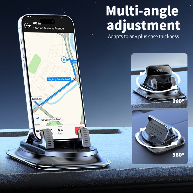 A 360-Degree Rotating Car Phone Holder Made of ABS Material, Equipped with Anti-Slip Pads. It Is Suitable for Use in Cars, Offices, And on Computer Desks at Home, Without Battery