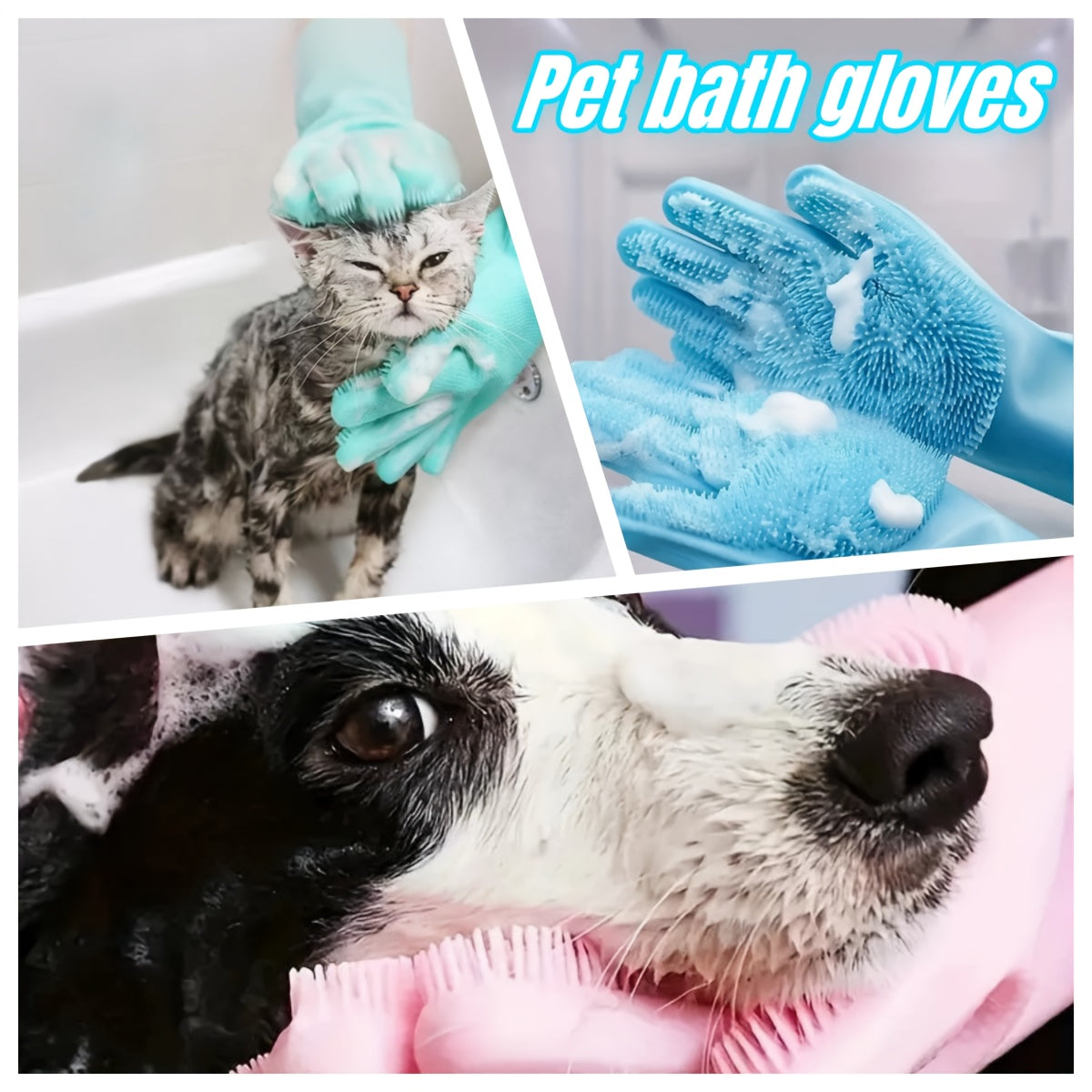 8pc宠物清洁用品套装狗猫专用指甲剪宠物眼部梳理刷狗狗小猫超柔软的硅胶牙刷宠物一键除毛梳2合1硅胶宠物洗澡手套与刷子猫狗跳蚤和蜱虫去除工具