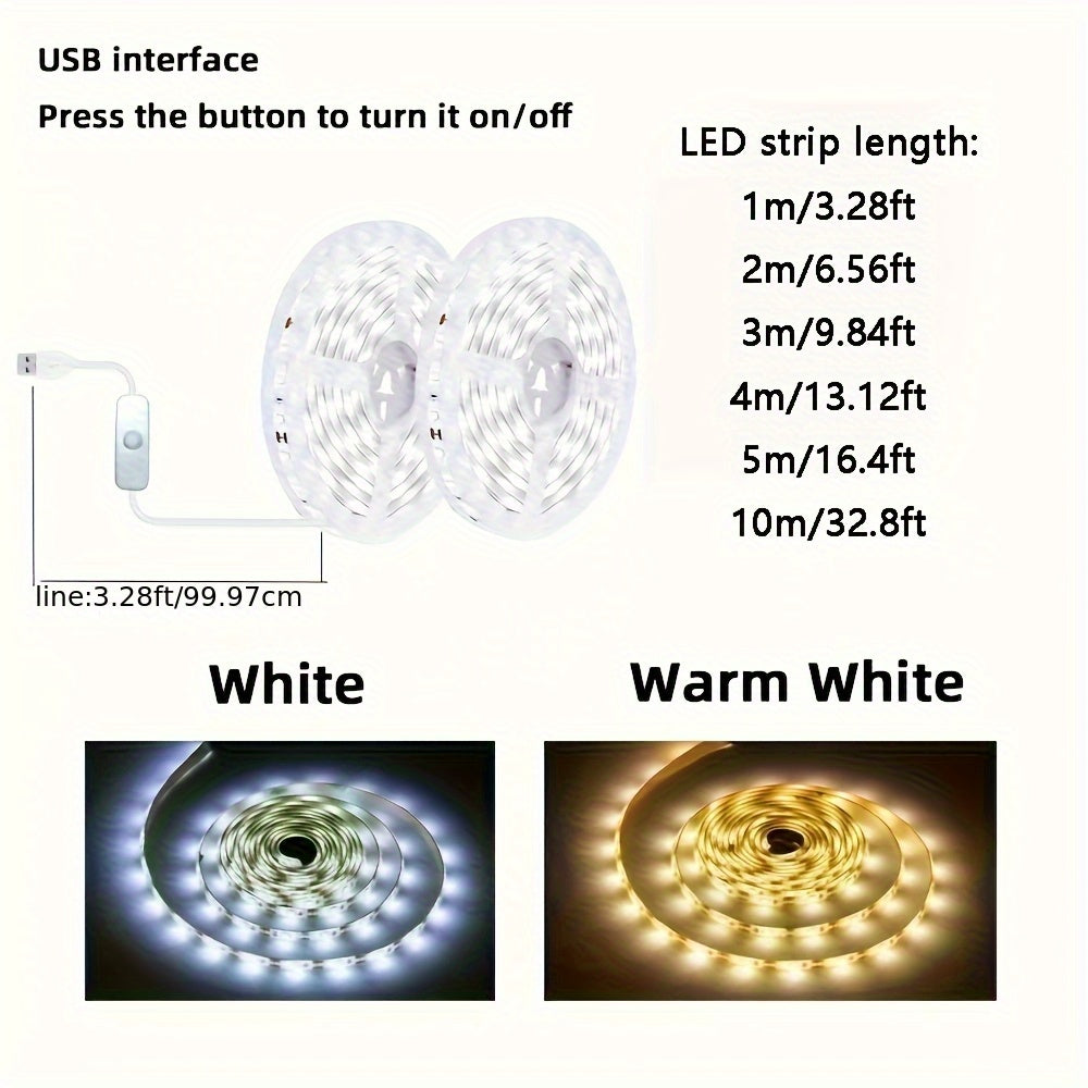 LED灯条，5V USB供电 501按钮开关，3000K/6000K柔性照明，按钮控制，装饰LED灯 | 时尚LED灯条 | USB供电灯 | 卧室装饰灯