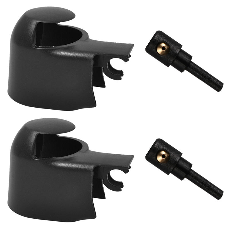 2-Piece Rear Wiper Arm Nut Cap & Nozzle Washer Set | Replacement Parts for VW Golf/Jetta & Skoda Octavia/Rapid | Precision Fit Black PVC Cover, Auto Repair Part