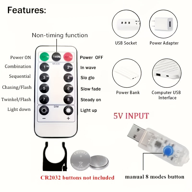 118.11*118.11 英寸 USB 暖白光窗帘灯 | 高品质户外 LED 灯串，易于悬挂，无需钻孔，适用于花园、露台、屋檐、门廊和阳台，遥控控制，USB 供电