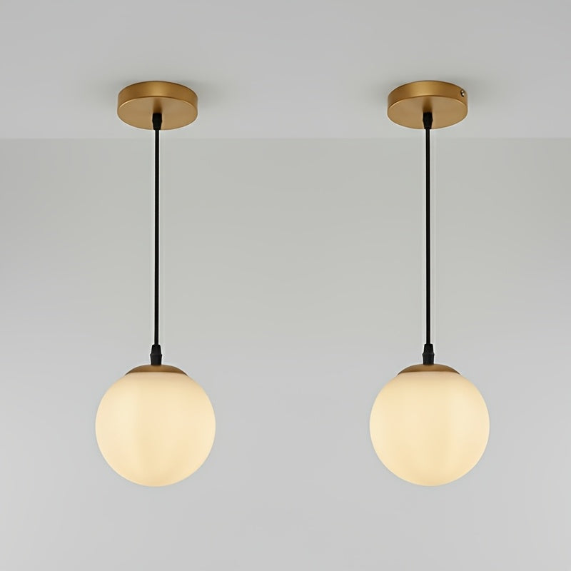 Iron modern globe pendant light, with E27 screw base milky white acrylic lampshade, creative pendant light, adjustable hanging lighting fixture, suitable for living room, bedroom, kitchen, dining room, hallway.