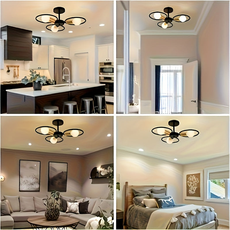 1 Vintage Industrial Ceiling Light - 3 Pendants, Removable Metal Cage Pendant Design, Suitable for Dining Room, Cafe, Hotel - Retro Pendant Light for Home for Hallway, Kitchen, Bedroom, Living Room, Stairs - Includes Mounting Hardware